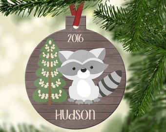 Personalized Raccoon Christmas Ornament~ Raccoon ~Woodland ~ Christmas Ornament ~Family Ornament