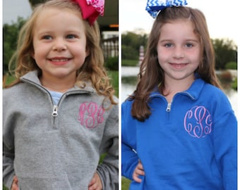 Monogram Quarter Zip Pullover Sweatshirt~YOUTH~ Kids Pullover~Youth Pullover~Sweatshirt