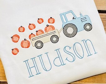 Personalized Pumpkin Tractor Shirt~Thanksgiving tractor shirt~Boy Pumpkin Patch Shirt~Fall Shirt~Thanksgiving Outfit