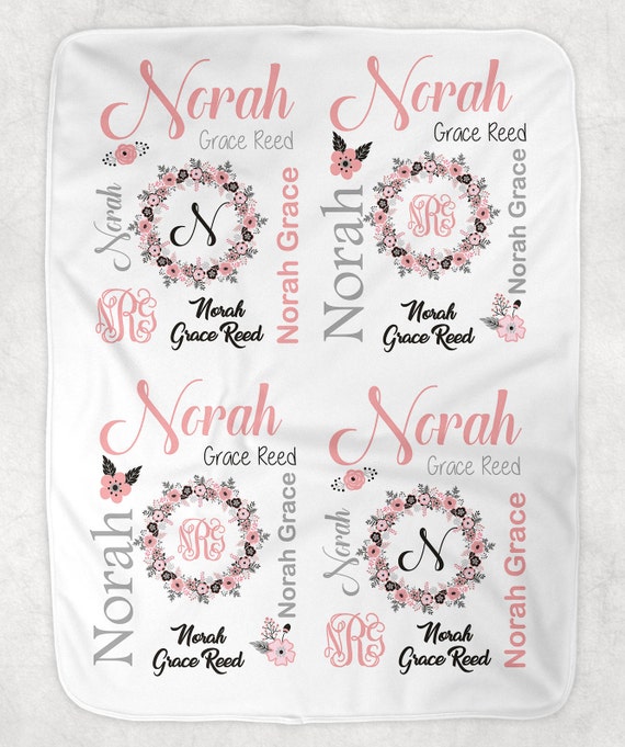 monogram baby blanket etsy