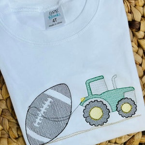 Personalized Tractor with Football Shirt~Football tractor shirt~Boy Shirt~Game Day Tractor shirt