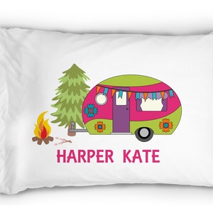 Personalized Happy Camper Pillowcase~ Camping Pillowcase ~ Summer Camp Pillowcase~Standard Personalized Pillowcase~RV Camping~Glamping