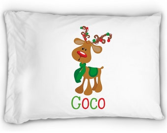Personalized Reindeer Pillowcase ~ Personalized Pillowcase ~Christmas Pillowcase ~ Deer Pillowcase ~ Standard Personalized Pillowcase
