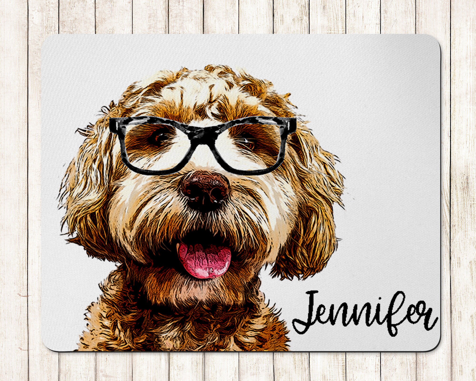 Personalized Mouse Pad Monogram Mouse Pad Goldendoodle Etsy