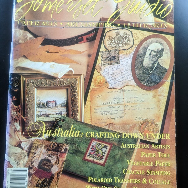 1998 July/August Issue Somerset Studio Paper Art Stamping Letter Arts Magazine Australia: Crafting Down Under Theme