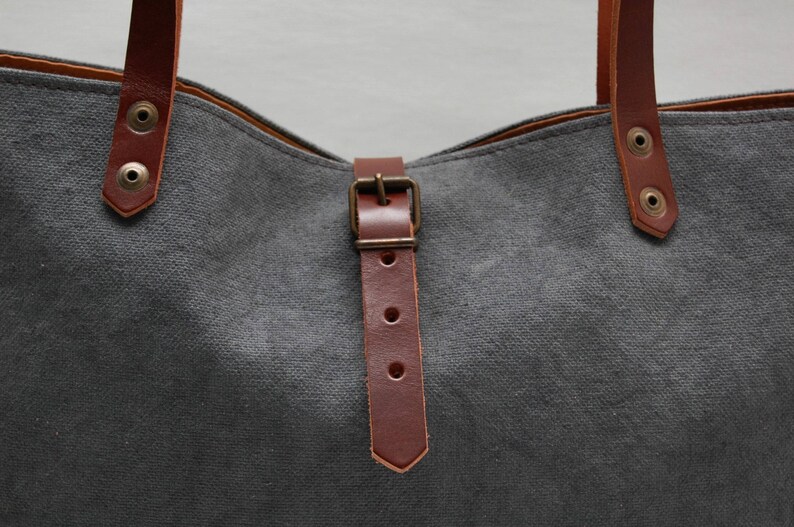 Extra Large Waxed Waxed Canvas Bag with Leather Handles and Etsy