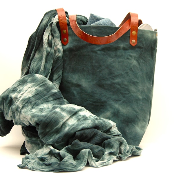 extra large, waxed Waxed canvas  bag ,with leather handles and closures,hand wax,tote,handmade,unisex,freeshipping