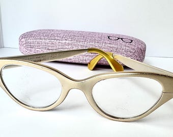Vintage FLAIR Cat-eye Eyeglasses Germany Switzerland Metal Frame Avant Garde Mid Century Euro
