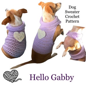 CROCHET PATTERN Dog Sweater with Collar - Small Size Dog Pet Chihuahua Vest Birthday Jacket Sweater Apparel Clothes Costume Outfit Heart