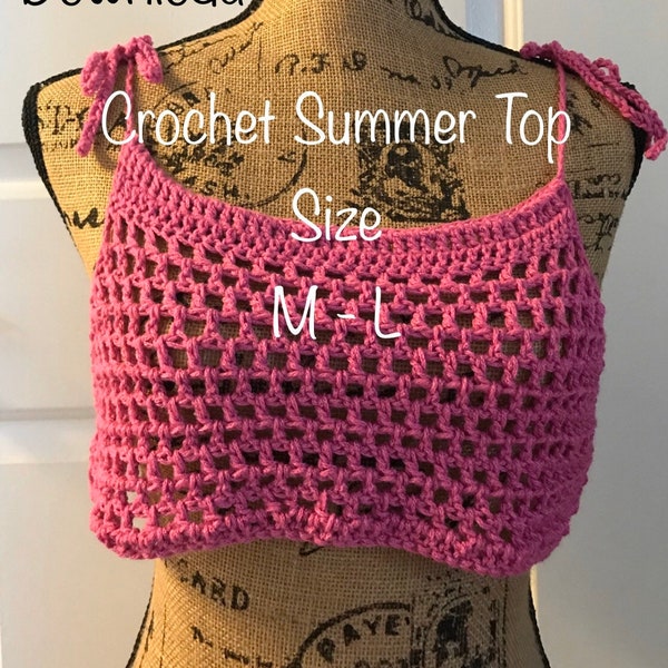 Crochet Summer Top CROCHET PATTERN Size Medium / Large Clothes Summer Spring Airy Womens Shirt, Boho Bohemian Shawl, T-Shirt Festival