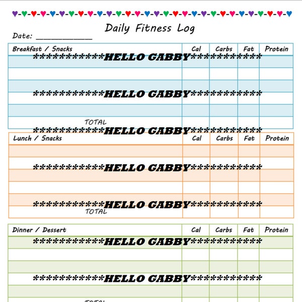 Daily Fitness Log PDF – Calorie & Macro Tracker, Weight Loss Printable