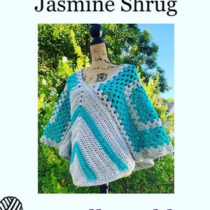 Jasmine Shrug XL - 3XL PATTERN Plus Size Crochet Guide Top Wrap Scarf Fringe Camping Warm Granny Square Bolero Hunger Cowl Boho Sweater PDF