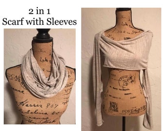 Scarf with Sleeve PATTERN Sewing Easy Wrap with Wearable 2 in 1 Sweater Scarf Sleeve PDF Guide Instant Download DIY Shawl Wrap Cardigan