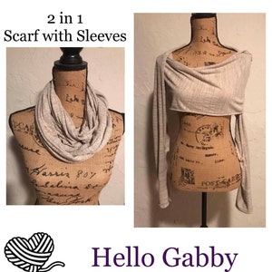 Scarf with Sleeve PATTERN Sewing Easy Wrap with Wearable 2 in 1 Sweater Scarf Sleeve PDF Guide Instant Download DIY Shawl Wrap Cardigan