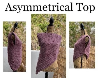 Asymmetrical Top CROCHET PATTERN Small - Medium Vest Poncho Shawl Wrap Bolero  Cowl Sweater PDF Angle Slanted