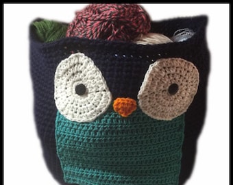 Owl Basket Large Crochet PDF PATTERN, Bath Bird Fabric Yarn Crochet Storage Nesting Bin Container Guide, Tutorial for Spring Summer Basket,