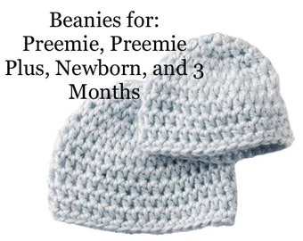 Preemie & Newborn to 3 Months Beanie Crochet PATTERN DIY Photo Prop Baby PDF Tutorial Easy Beginner Shower Gift Charity Donation Hospital