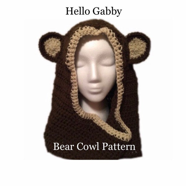 Capucha de oso de ganchillo para múltiples tamaños PATRÓN PDF, Capucha inspirada en Ewok Star Wars para tutorial para adultos, Capucha con capucha de disfraz de oso de peluche para niños adolescentes