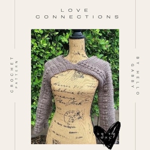 Szydełkowy bolerko z rękawami w rozmiarze XS – 5X WZÓR w pakiecie PDF Joga – Love Connections Bolerko