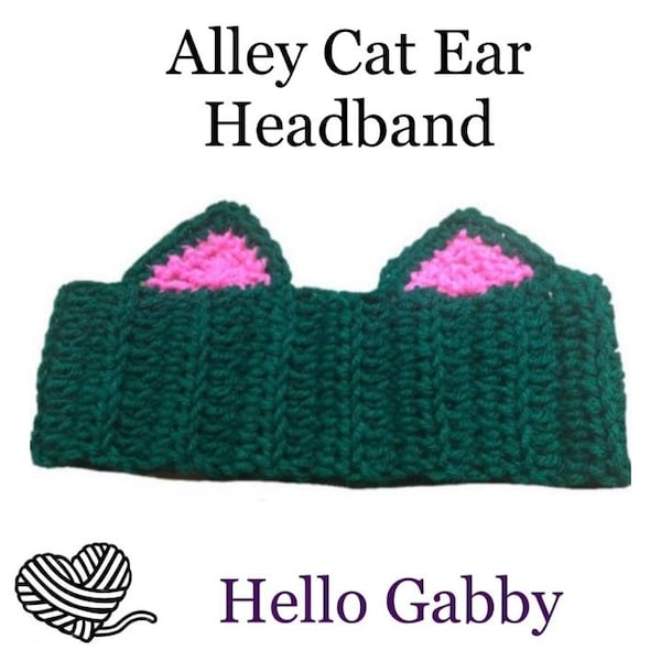 Alley Cat Ears Crochet Headband PATTERN PDF All Sizes Newborn to Adult Teen Girl Tutorial Ladies Head Wrap Winter DIY Ear warmer Kitty