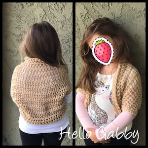 Child Shrug CROCHET PATTERN Size 7/8 Crochet Shawl Scarf Cardigan Pattern, Kids Shrug Pattern, Cocoon Cardigan Bolero Fall Summer Wear