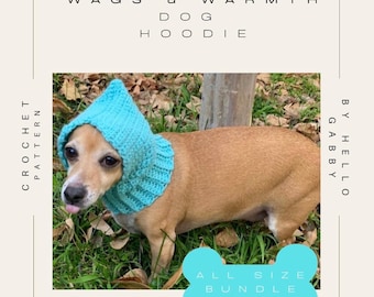 Wags & Warmth – Crochet Pattern for Dog Hood All Sizes Bundle, Instant Download PDF Puppy Clothes  Apparel
