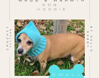Haube für Hunde gehäkelt, Muster, klein, Sofort Download PDF, Welpen Kleidung Chihuahua Kleidung - Wags & Warmth