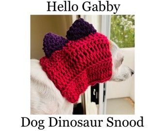 Dinosaur Snood Pattern XXS XSmall Small Large Xlarge CROCHET Halloween Ear Warmer Clothes Dog Cat Puppy Pet Chihuahua Birthday Sweater Photo