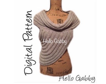 Crochet Poncho Wrap PATTERN – Huntress Asymmetrical Cowl, Plus Size (PDF Pattern)
