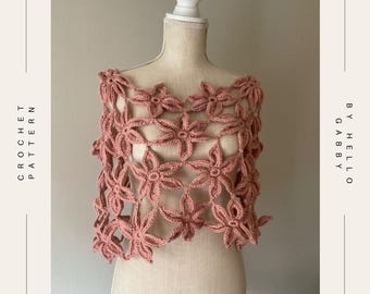 Crochet Top Pattern PDF XS–5X – In Bloom Crochet Shirt – Size Inclusive Floral Top Pattern – Digital Download PDF Flower Spring Summer
