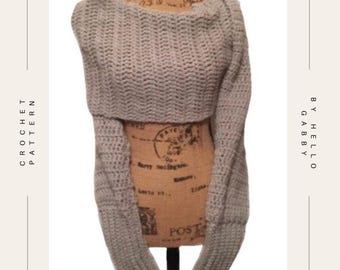 Ever After Sleeve Scarf CROCHET PATTERN Sweater Scarf Wrap Wearable 2 in 1 Convertible PDF Wedding Bridal Party Shawl Cardigan Easy Mother