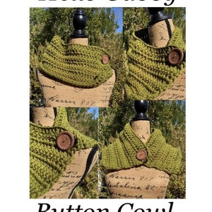 Button Cowl Crochet Pattern Tutorial Winter Fall Chunky DIY Craft Instant PDF Download Co-Worker Family Friend  Girl Boy Unisex Gift Holiday