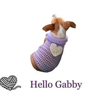 CROCHET PATTERN Dog Sweater with Collar Small Size Dog Pet Chihuahua Vest Birthday Jacket Sweater Apparel Clothes Costume Outfit Heart image 3
