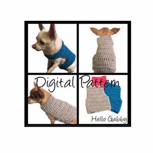 Dog Sweater - X-Small thru Medium Size CROCHET PATTERN Dog Pet Chihuahua Vest Birthday Sweater Apparel Clothes Costume Outfit