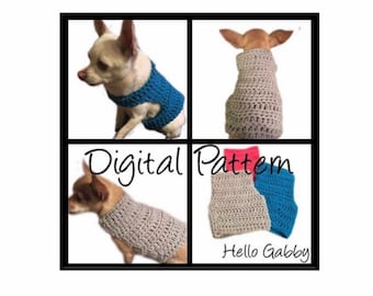 Dog Sweater - X-Small thru Medium Size CROCHET PATTERN Dog Pet Chihuahua Vest Birthday Sweater Apparel Clothes Costume Outfit