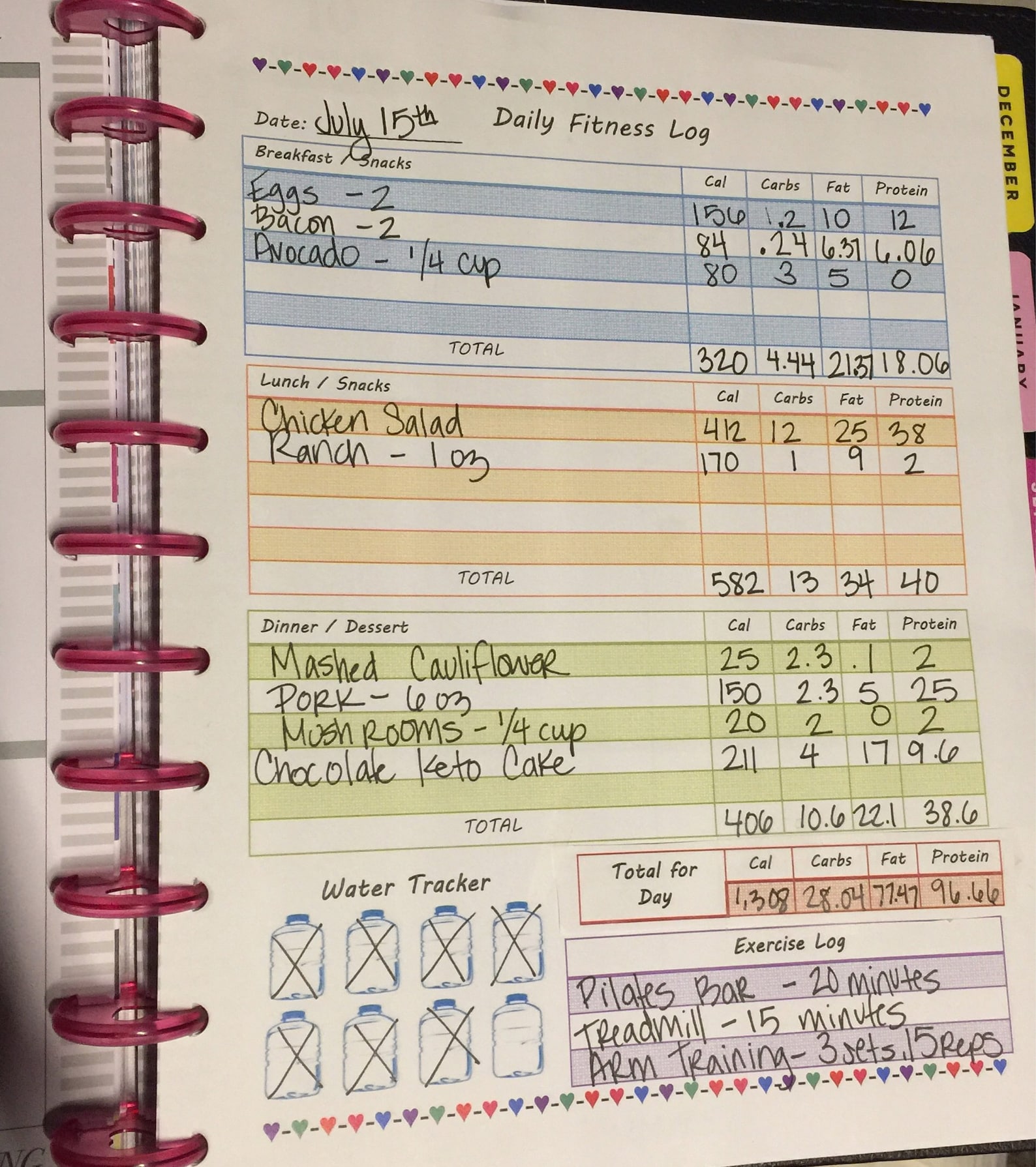 Daily Nutrition Log PDF Calories Carb Fat Protein Weight | Etsy