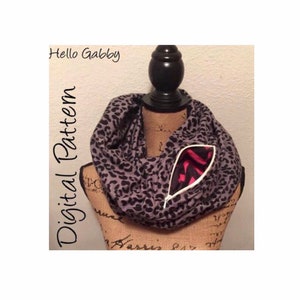 Pattern Infinity Scarf with Hidden Pocket Sewing Tutorial DIY Pocket Travel Scarf, Secret Pouch Passport Scarf Tutorial, Zipper Neck Stas