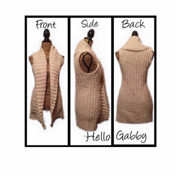 Vest CROCHET PATTERN for Large / Xlarge, Plus Size Crochet Sleeveless Waterfall Vest Wrap Shawl Scarf Cardigan Cocoon Sweater Shrug Pattern