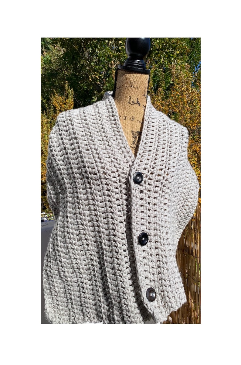 Button Shawl Crochet PATTERN Knit Scarf Neck Warmer Winter | Etsy