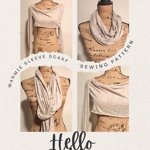 Warmie Sleeve Wrap PATTERN Sewing Beginner Easy Wrap with Wearable 2 in 1 Scarf Sleeve PDF Guide Instant Download DIY Shawl  Travel Scarf