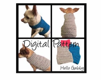 CROCHET PATTERN Dog Sweater - Small Size Dog Pet Chihuahua Vest Birthday Jacket Sweater Apparel Clothes Costume Outfit