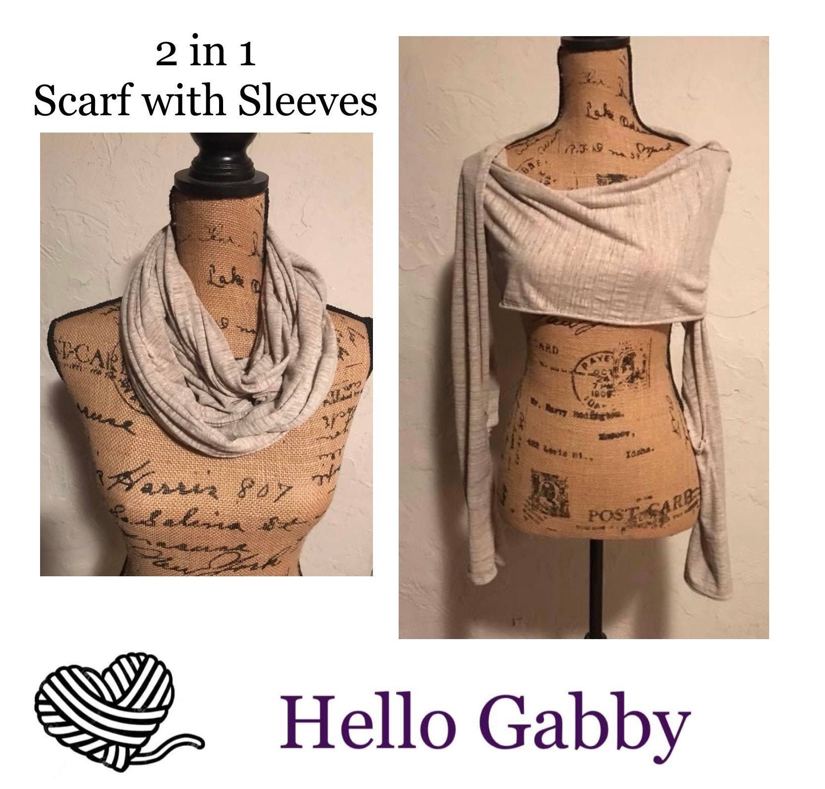 Scarf with Sleeve PATTERN Sewing Easy Wrap with Wearable 2 in 1 Sweater Scarf Sleeve PDF Guide Instant Download DIY Shawl Wrap Cardigan