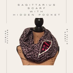 Sagittarius Scarf Sewing Pattern PDF ~ Hidden Pocket ~ Beginner Friendly ~ Instant Download ~ Neck Stash ~ Passport Holder