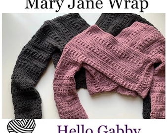 Mary Jane Wrap Small to 3X PATTERN PDF Sleeve Shawl Scarf Crossbody Yoga Ballet Boho Asymmetrical Adult Wedding Women's Winter DIY Inclusive