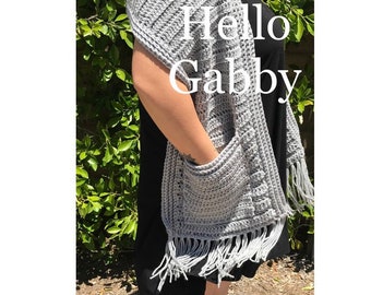 Campfire Pocket Shawl CROCHET PATTERN  Easy Beginner Wrap Fringe Camping Warm Fire Bolero Hunger Cowl Boho Sweater PDF Sleeve Scarf Bolero
