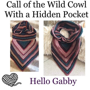 May include: A crocheted cowl with a hidden pocket. The cowl is made in a variety of colors, including pink, teal, and brown. The cowl is folded to show the hidden pocket.