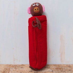 Playful Monkey Design Pencil Pouch - Mr. Ellie Pooh&#39;s Artisan Creation