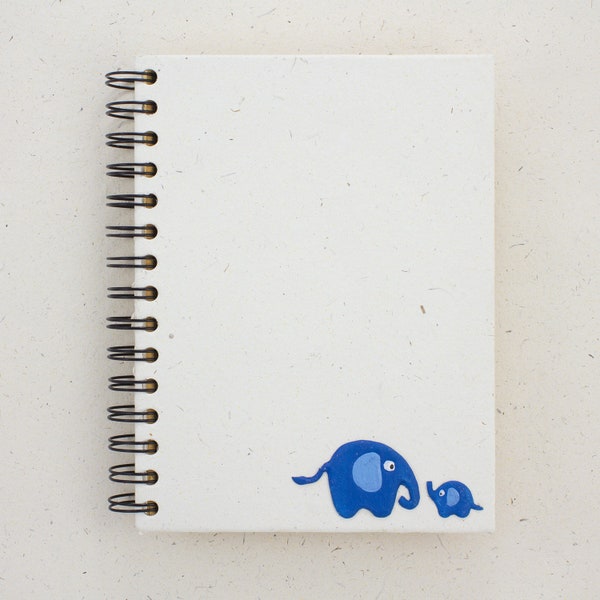 Whimsical Charm: Mr. Ellie Pooh Elephant Dung Paper Elephant Themed Baby Blue Large Notebook