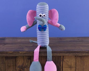 Adorable Tube Elephant Doll - Handmade Cotton Toy by Mr. Ellie Pooh