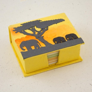 Elephant Dung Paper Note Box - Yellow, Handmade Stationery